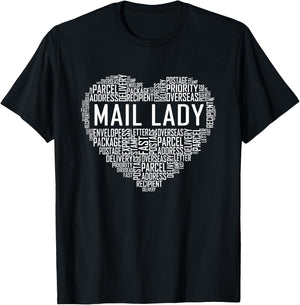 Mail Lady Heart Gift Postal Office Worker Woman Gifts Small T-Shirt - T-Shirt | Black