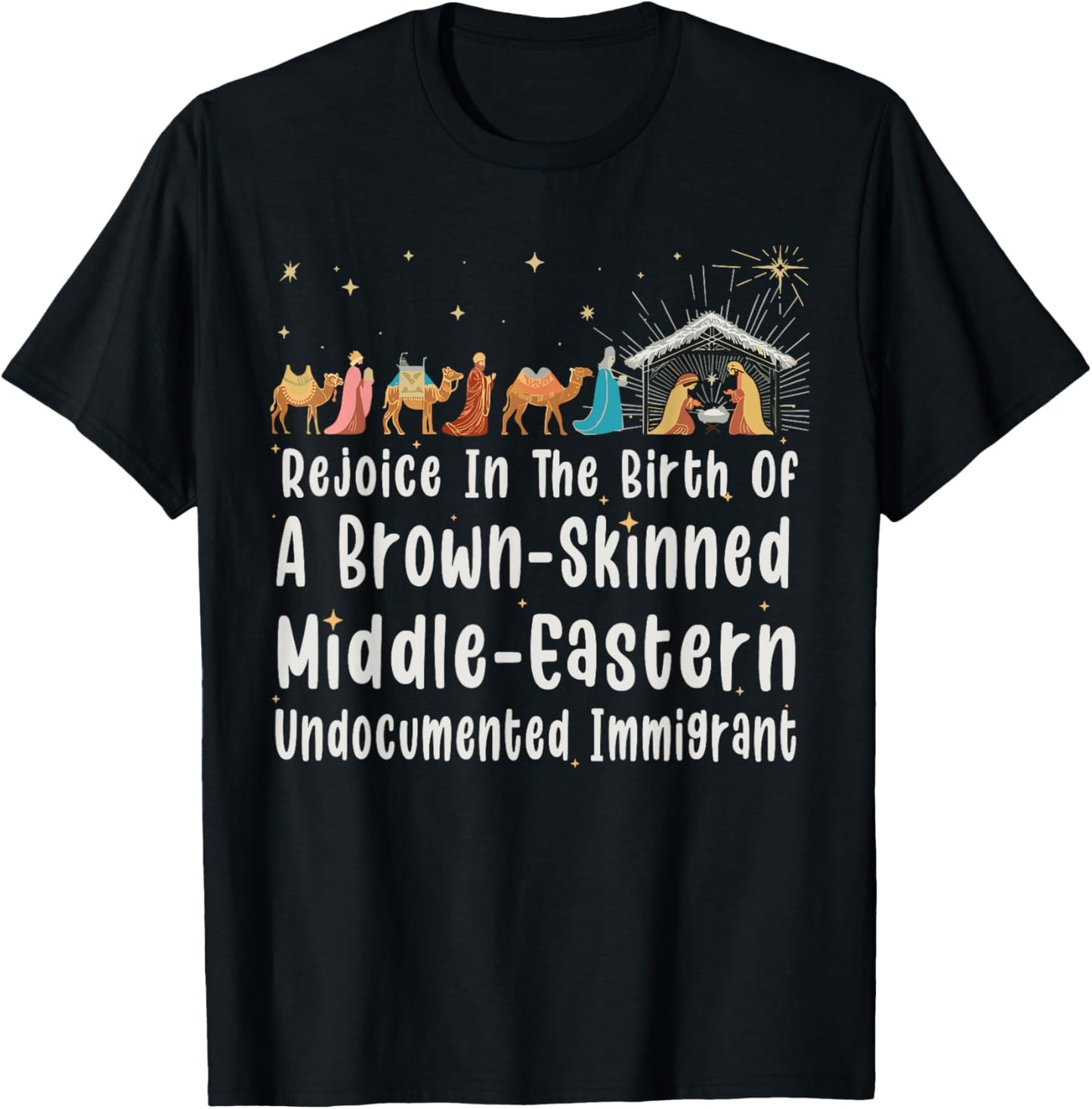 Rejoice In The Birth Of A Brown Skinned Christmas Jesus Xmas T-Shirt - T-Shirt | Black