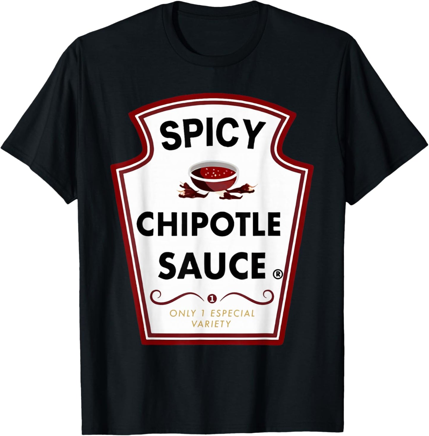 Cute Group Condiments Halloween Costume Spicy Chipotle Sauce T-Shirt - T-Shirt | Black
