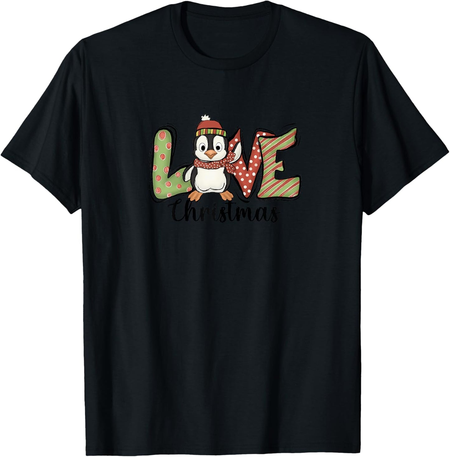 Christmas Penguin LOVE Xmas for Kids, Women, Penguin Lovers T-Shirt - T-Shirt | Black