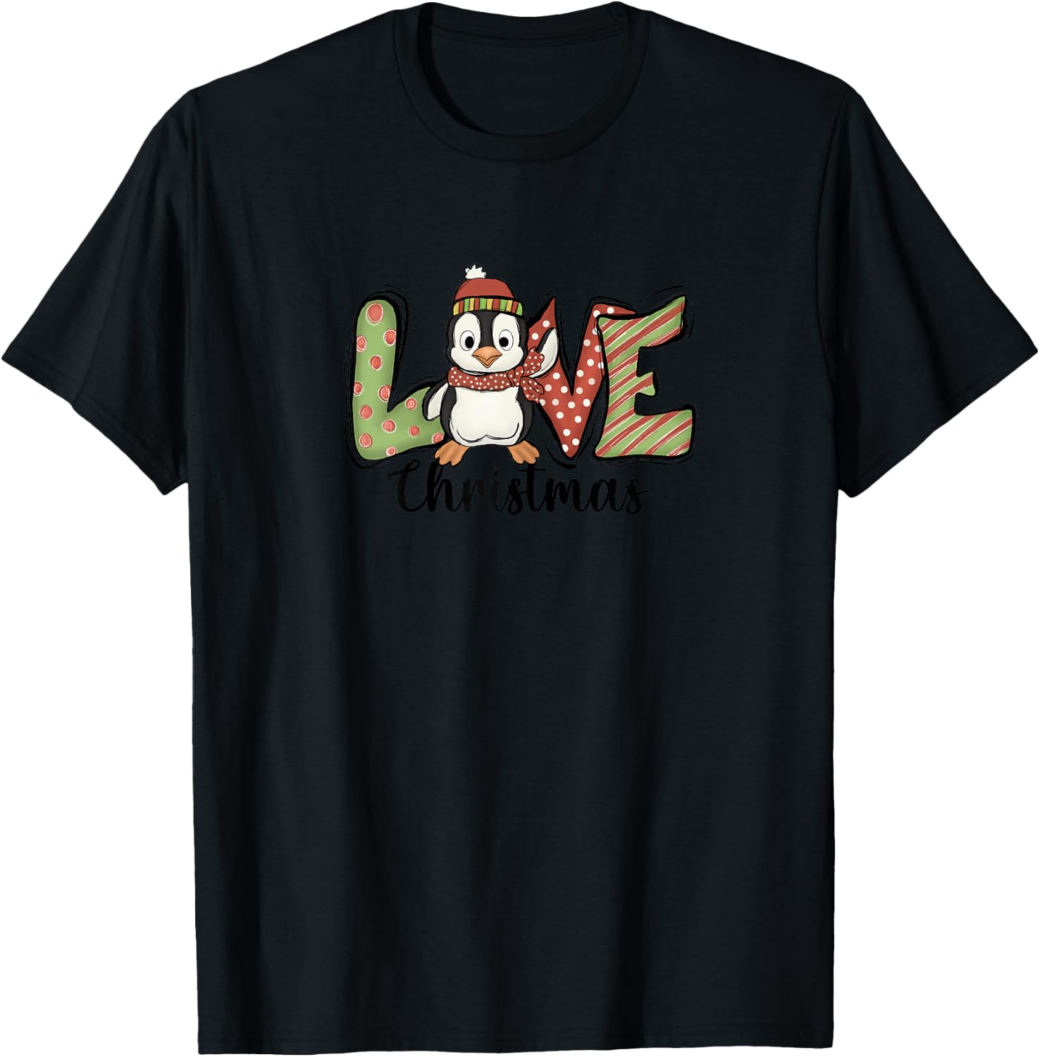 Christmas Penguin LOVE Xmas for Kids, Women, Penguin Lovers T-Shirt - T-Shirt | Black