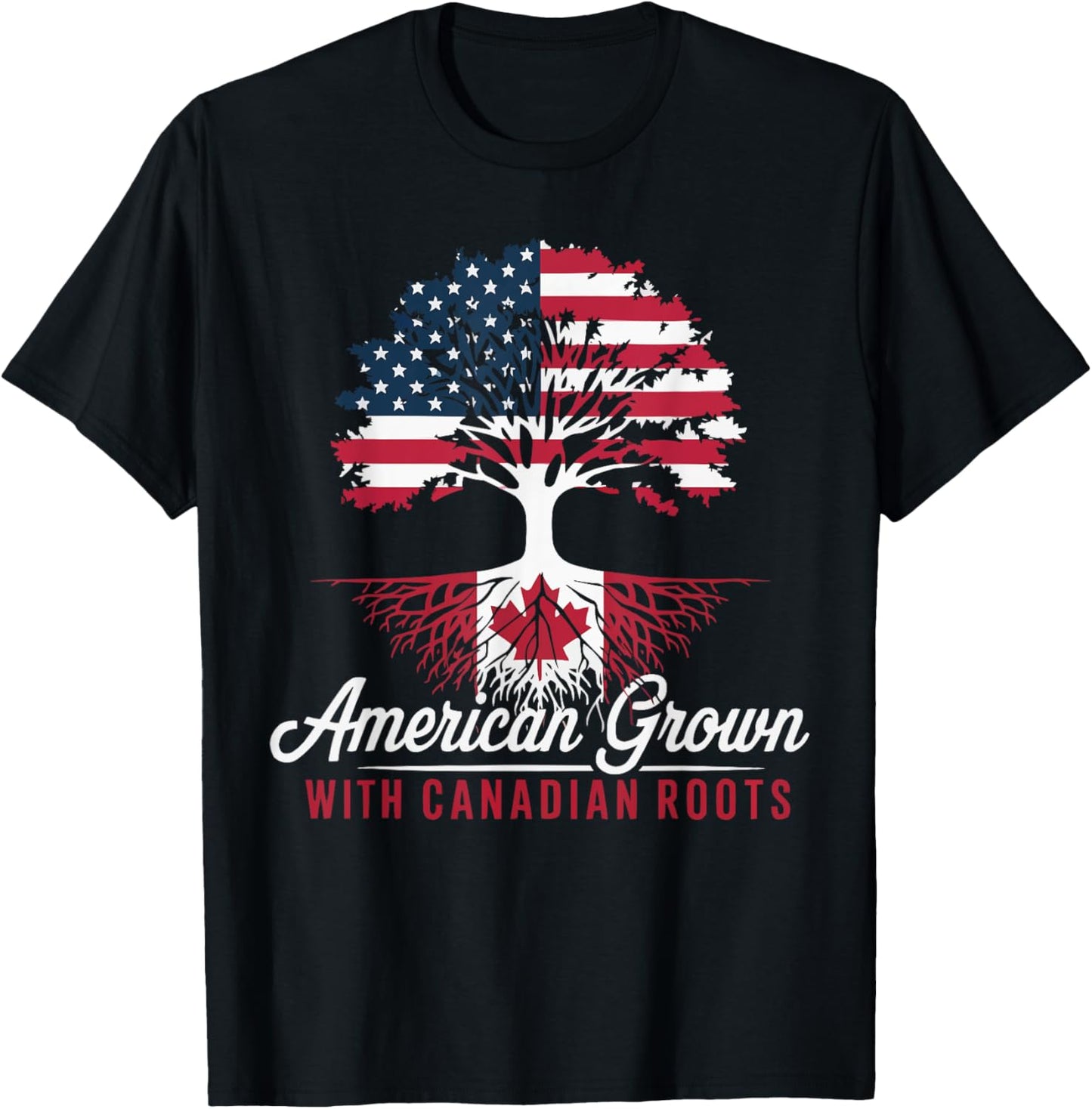 Half American Half Canadian USA Flag Canada America T-Shirt - T-Shirt | Black