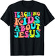 Teaching Kids About Jesus Christian Teacher Retro Groovy T-Shirt - T-Shirt | Black