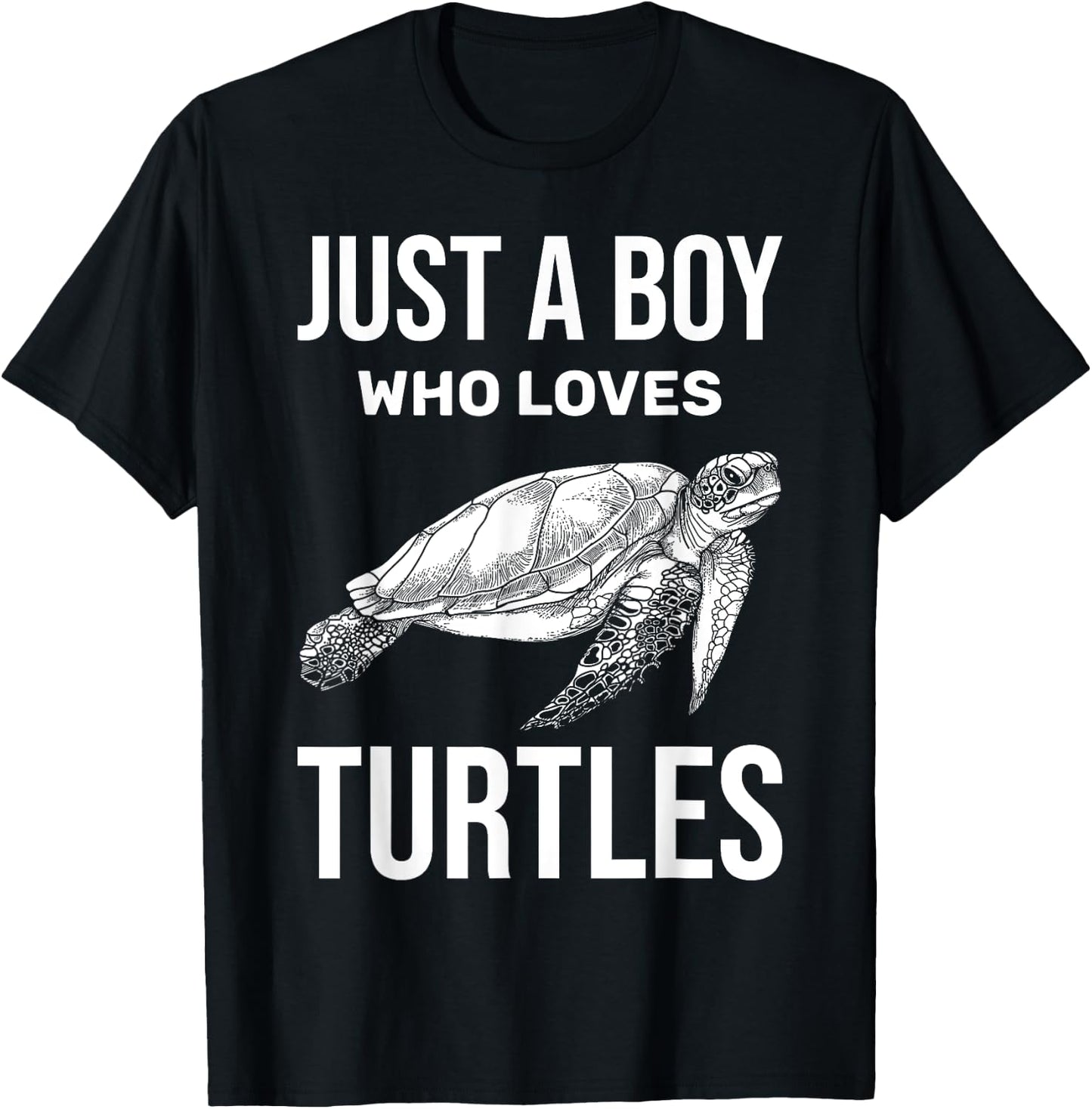 Just A Boy Who Loves Turtles Zoo Keeper Boys Gift Sea Turtle T-Shirt - T-Shirt | Black