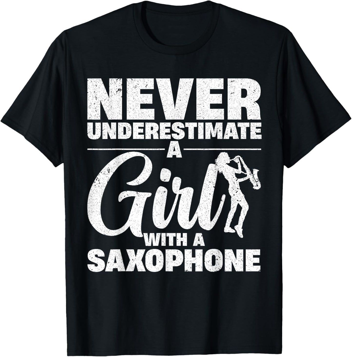 Funny Saxophone Design For Girls Women Saxophonist Sax Lover T-Shirt - T-Shirt | Black