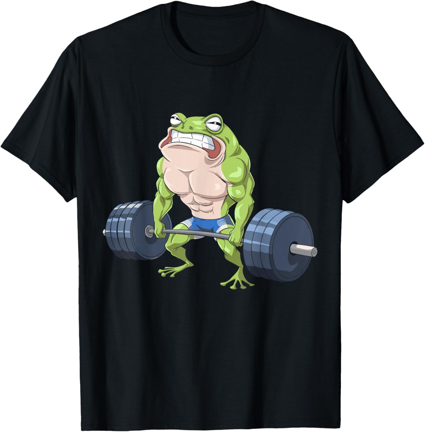 Funny Frog Weightlifting Deadlift Fitness Gym Barbell Humor T-Shirt - T-Shirt | Black