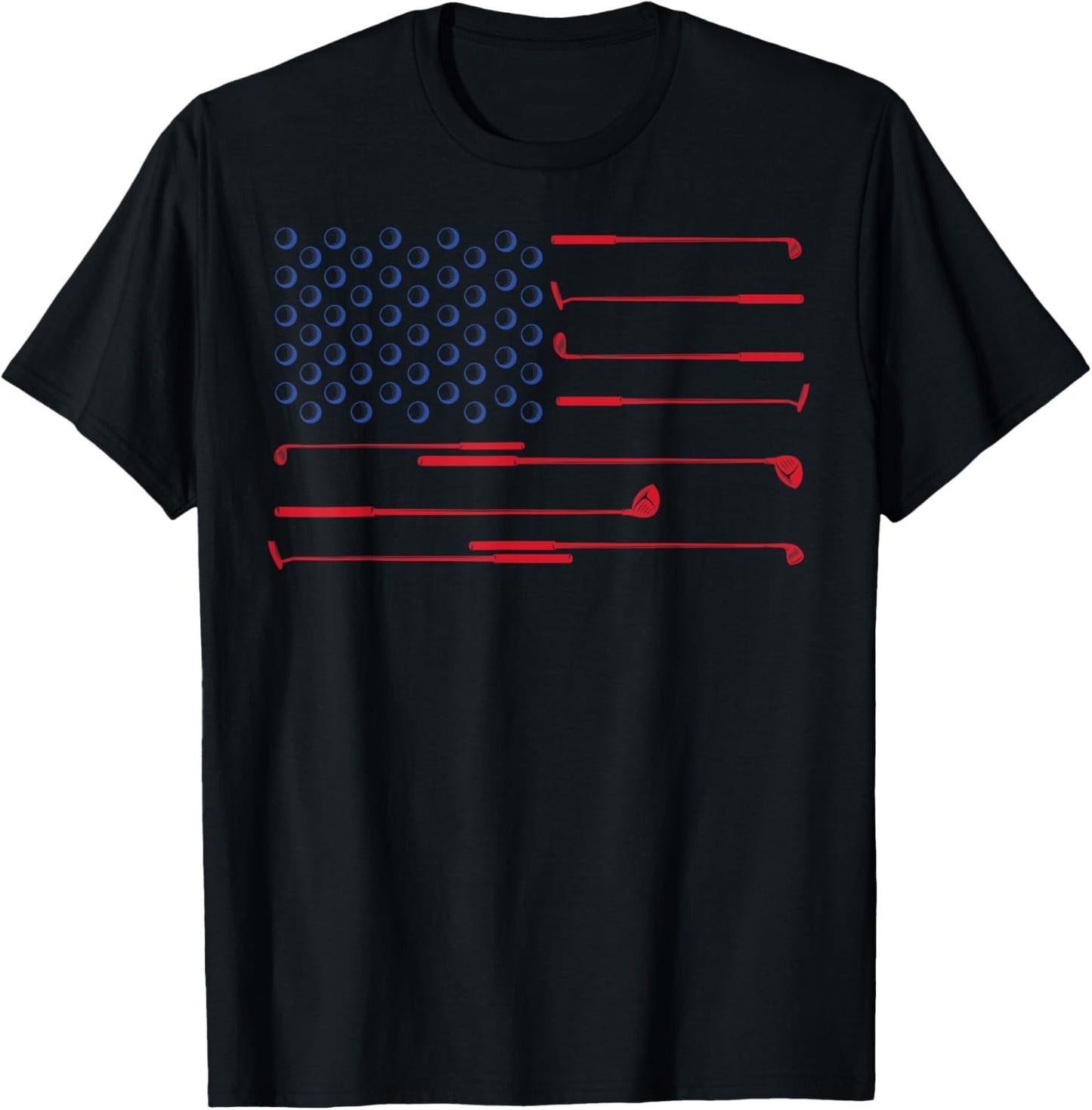 American Flag Golf Club Patriotic 4th of July Memorial Day T-Shirt - T-Shirt | Black