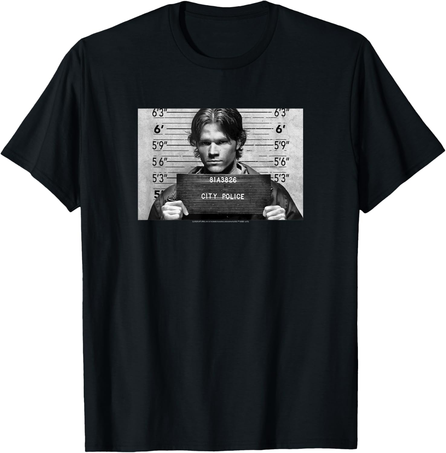 Supernatural Sam Winchester Mugshot T-Shirt - T-Shirt | Black