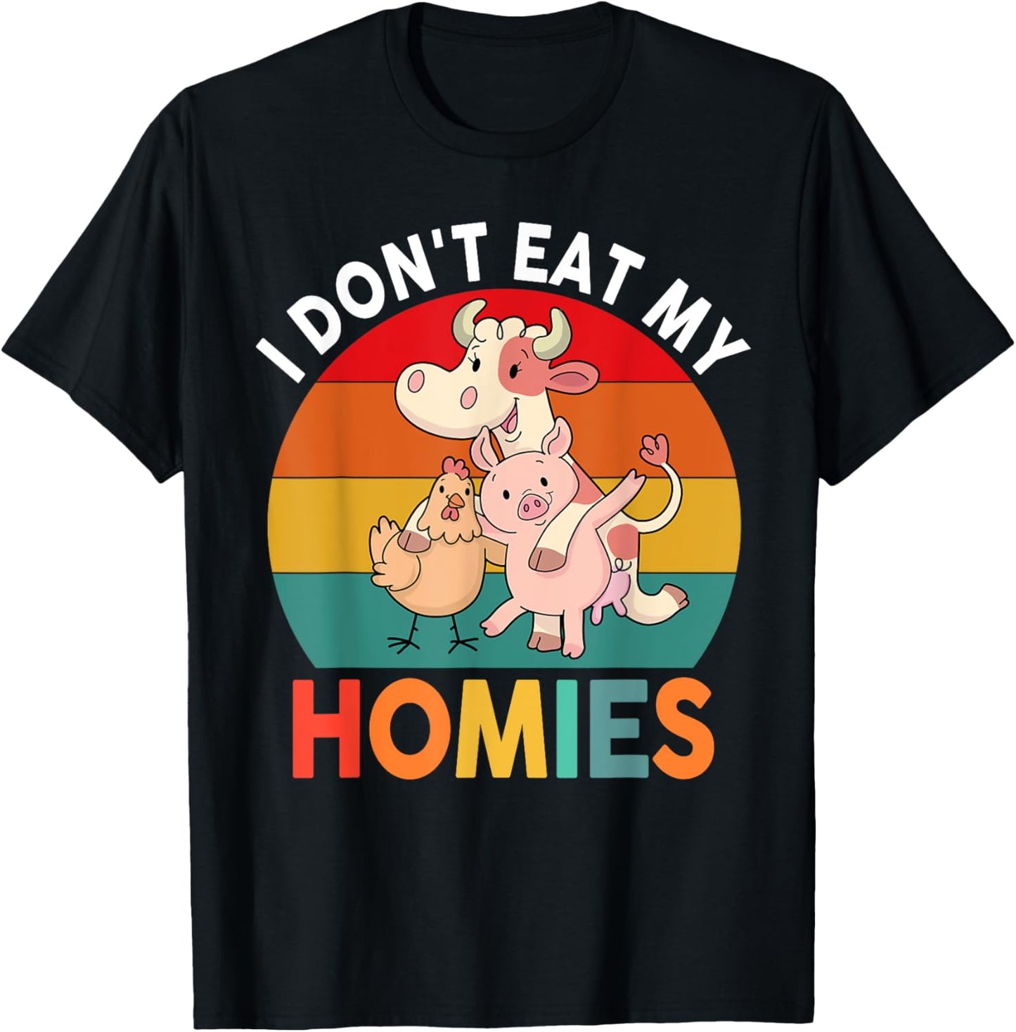 Vegan Shirt Kids Toddler Boys Girls I Don't Eat My Homies T-Shirt - T-Shirt | Black