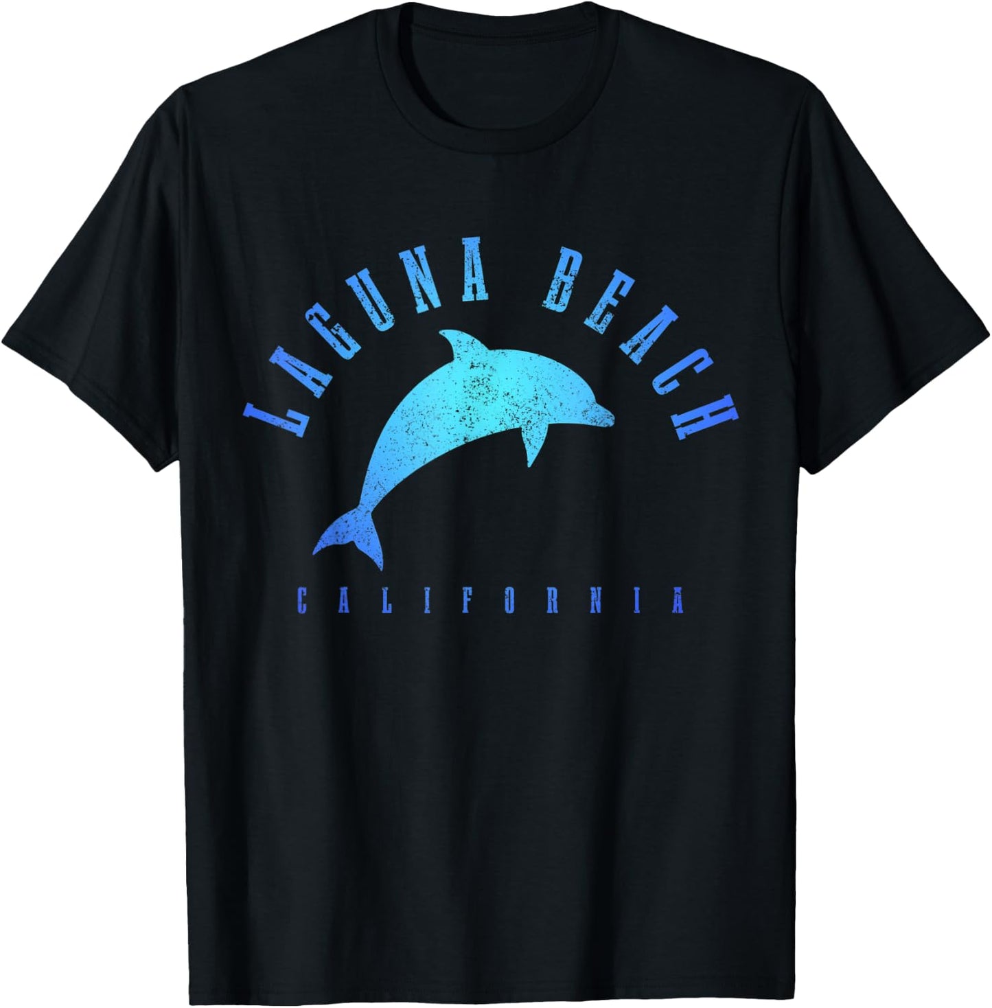 Laguna Beach California CA Vintage Dolphin Vacation Women Kids T-Shirt - T-Shirt | Black