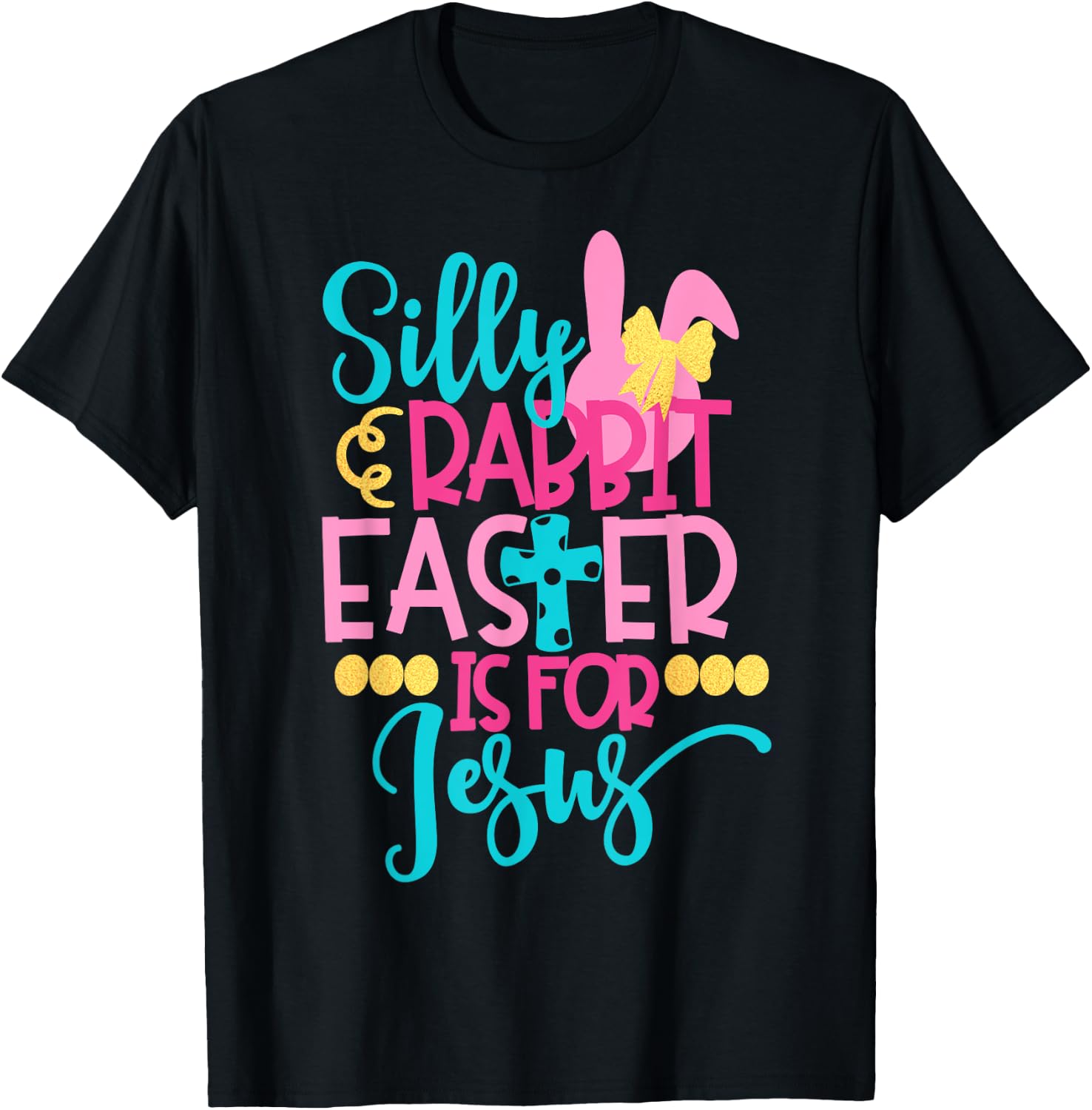 Rabbit Easter Bunny with Floppy Ear Gift Easter Spring T-Shirt - T-Shirt | Black