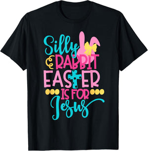 Rabbit Easter Bunny with Floppy Ear Gift Easter Spring T-Shirt - T-Shirt | Black
