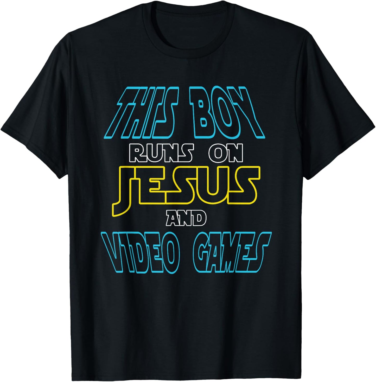 This Boy Runs On Jesus And Video Games Shirt Christian Gift T-Shirt - T-Shirt | Black