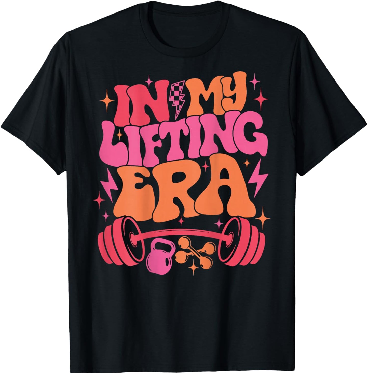 In My Lifting Era Groovy Gym Weight Personal Trainer On Back T-Shirt - T-Shirt | Black