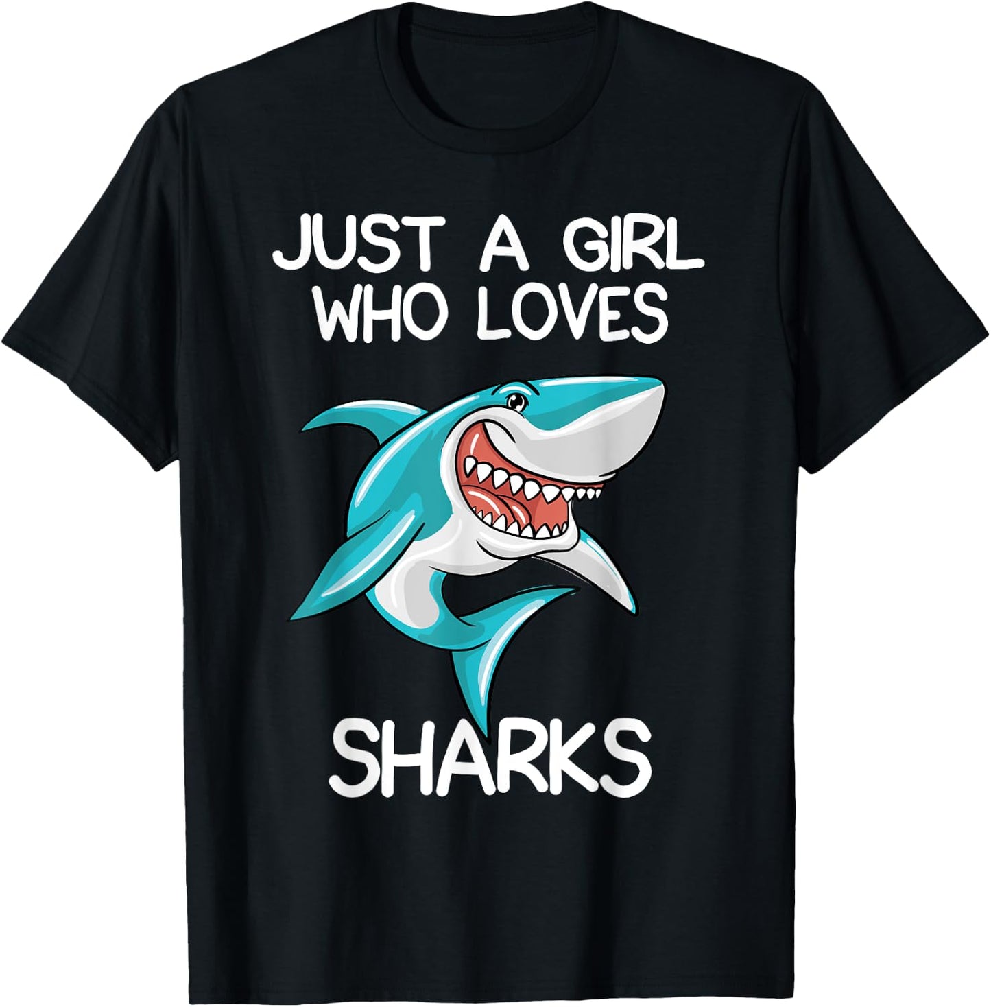 Just A Girl Who Loves Sharks Gift Shark Lover Gifts T-Shirt - T-Shirt | Black
