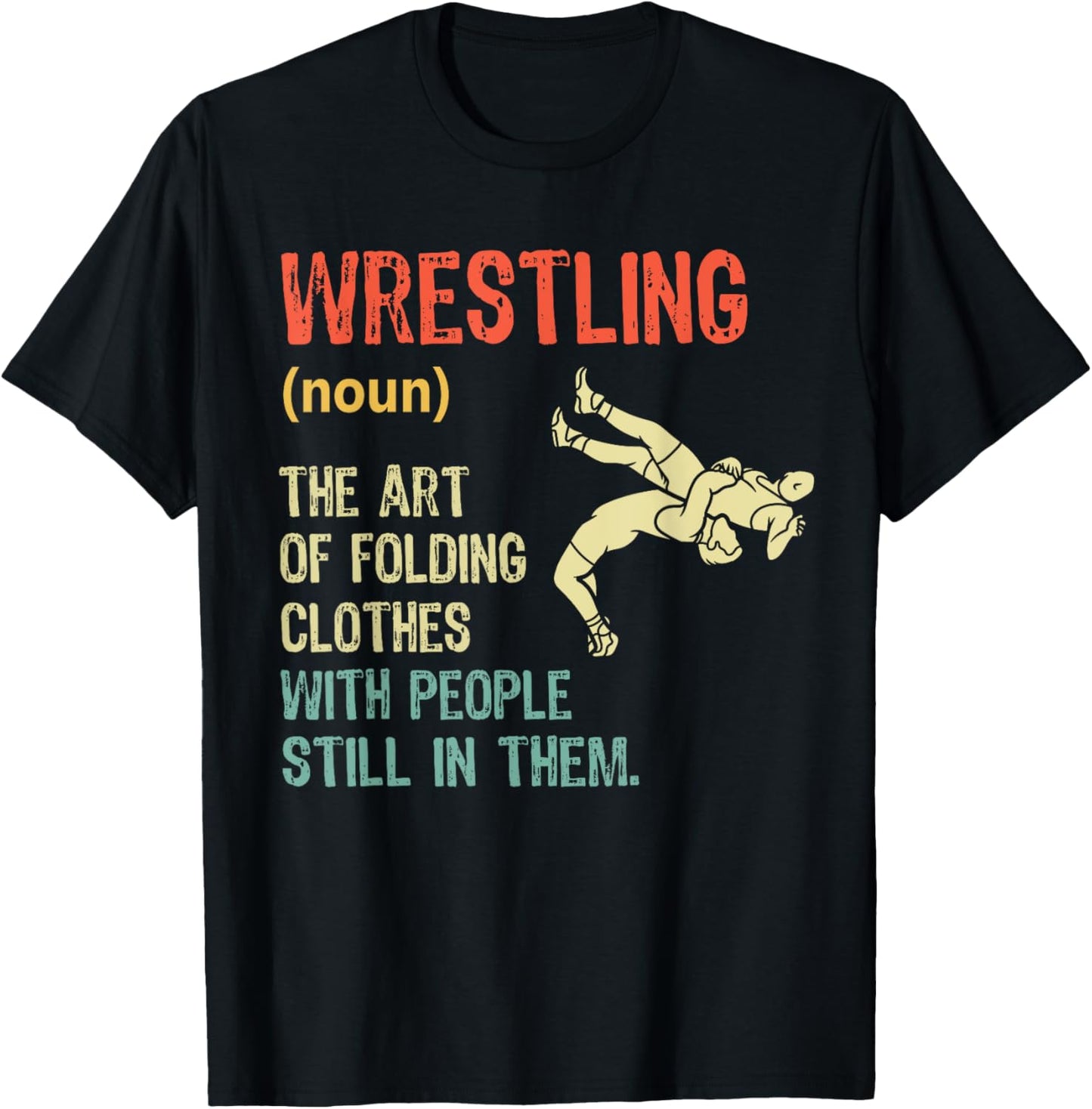 Funny Wrestling Definition Wrestler Folding Clothes Vintage T-Shirt - T-Shirt | Black