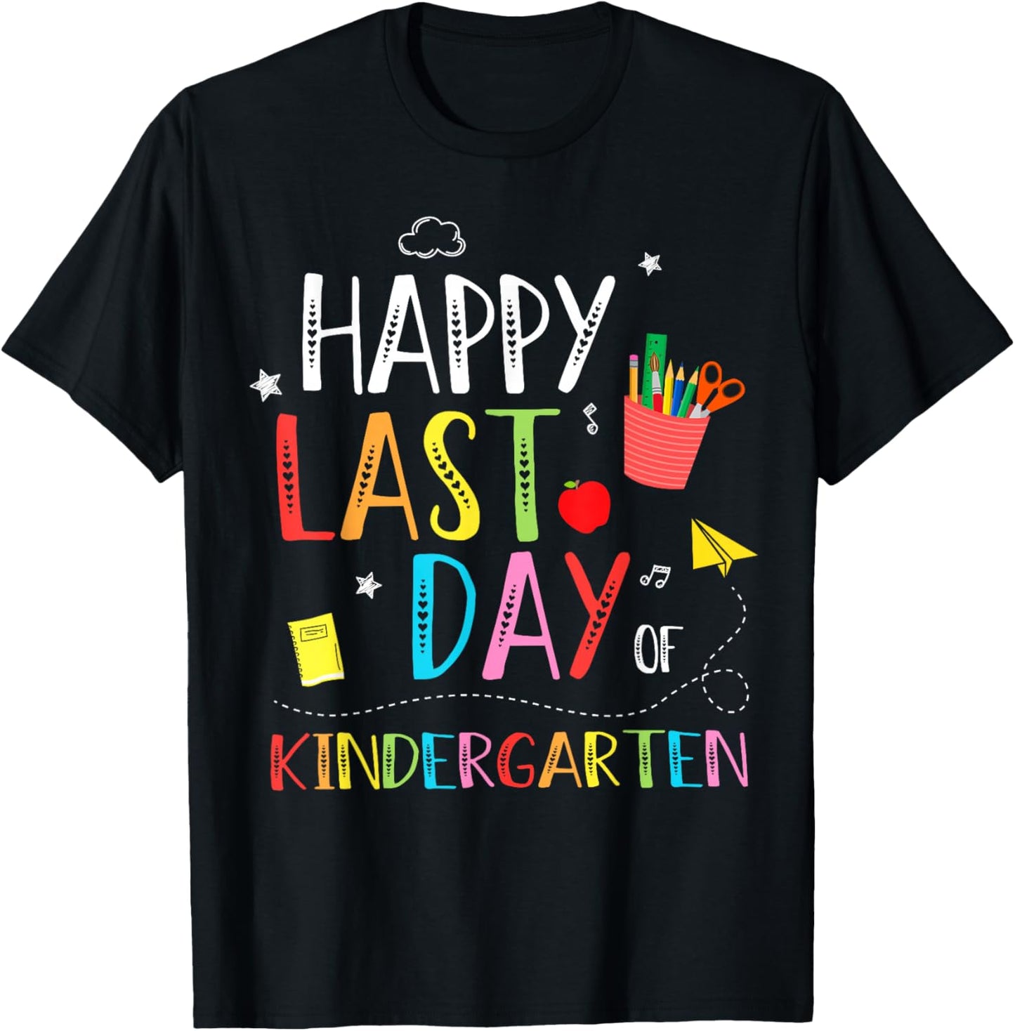 Happy Last Day Of Kindergarten Hello Summer Graduation Gifts T-Shirt - T-Shirt | Black