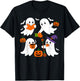 Cute Ghost Drinking Coffee Halloween Fall Ghost Book Reading T-Shirt - T-Shirt | Black
