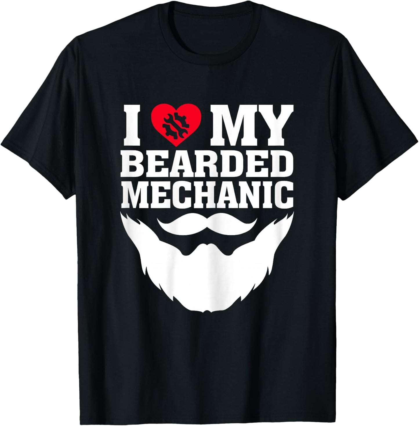 Funny I Love My Bearded Mechanic Wife's Gift T-Shirt - T-Shirt | Black
