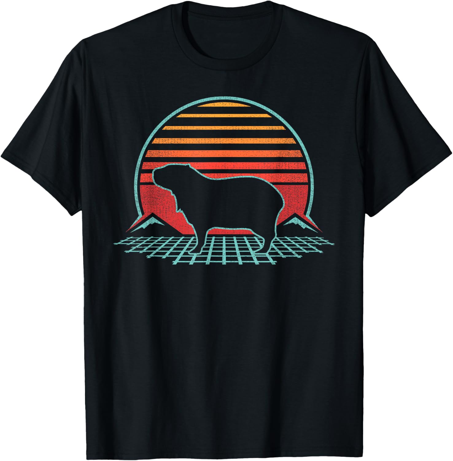 Capybara Lover Animal Retro Vintage 80s Style T-Shirt - T-Shirt | Black