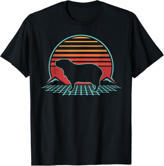 Capybara Lover Animal Retro Vintage 80s Style T-Shirt - T-Shirt | Black