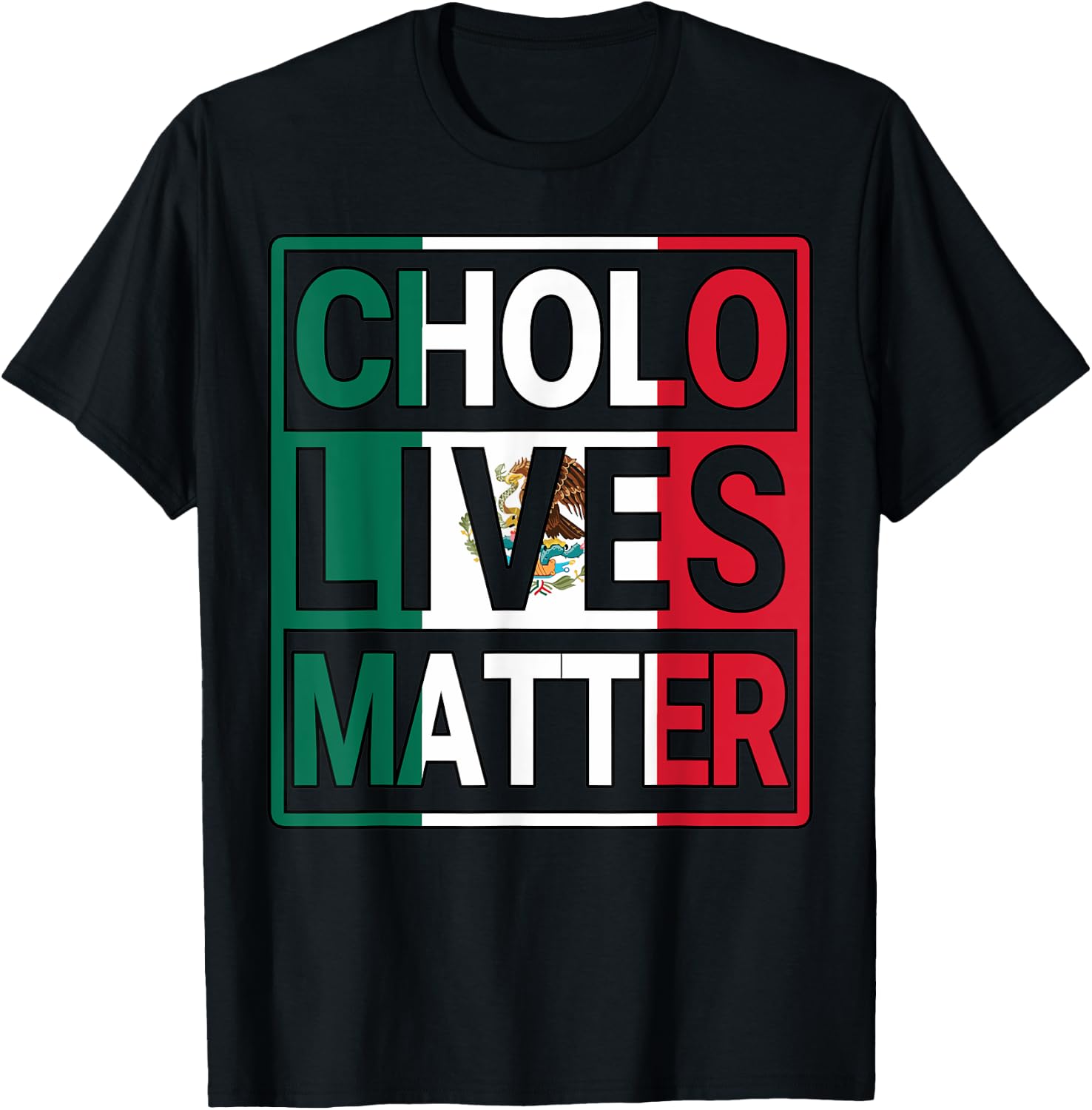 Mexican Flag Cholo Lives Matter Mexico Hispanic Heritage T-Shirt - T-Shirt | Black