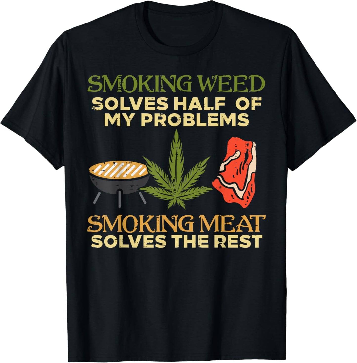 Grilling Solves Half Problems Meat Funny Bbq Barbecue Men T-Shirt - T-Shirt | Black