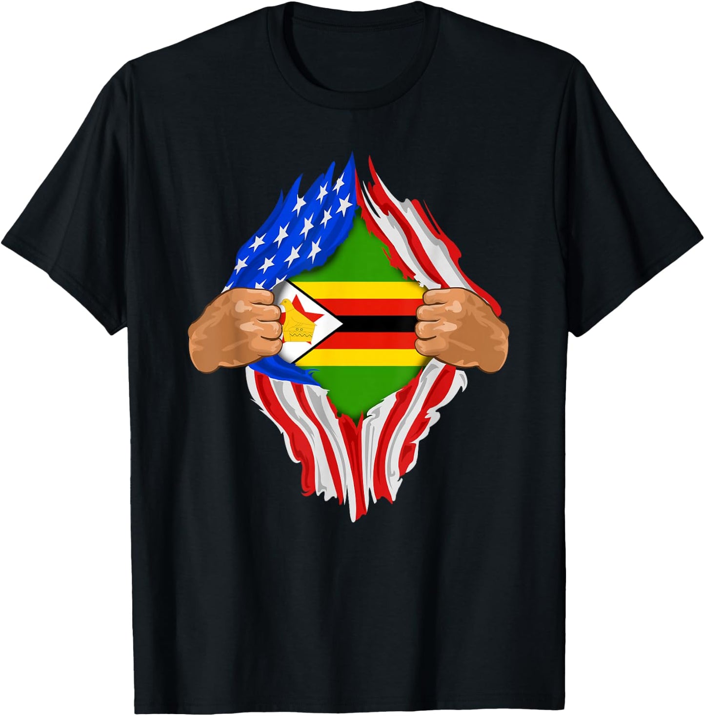 Zimbabwean Blood Inside Me | Zimbabwe Flag Gift T-Shirt - T-Shirt | Black