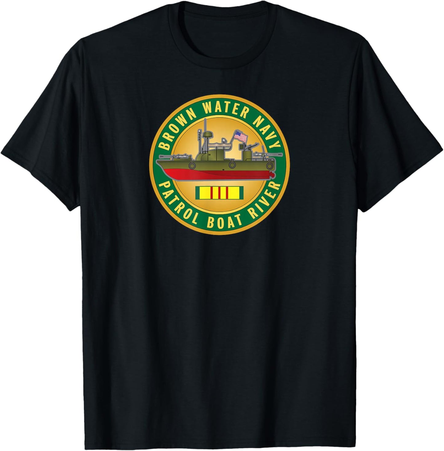 MEDALS OF AMERICA EST. 1976 Brown Water Navy Patrol Boat River T-Shirt - T-Shirt | Black