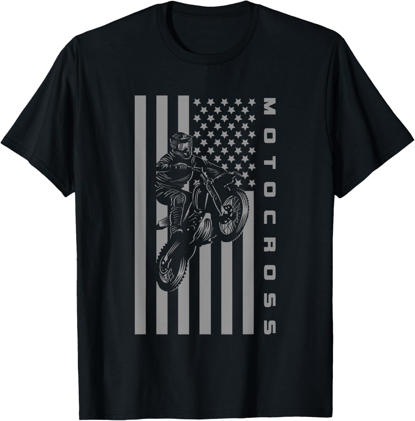 American Flag Dirt Bike Motocross Apparel - Motocross T-Shirt - T-Shirt | Black