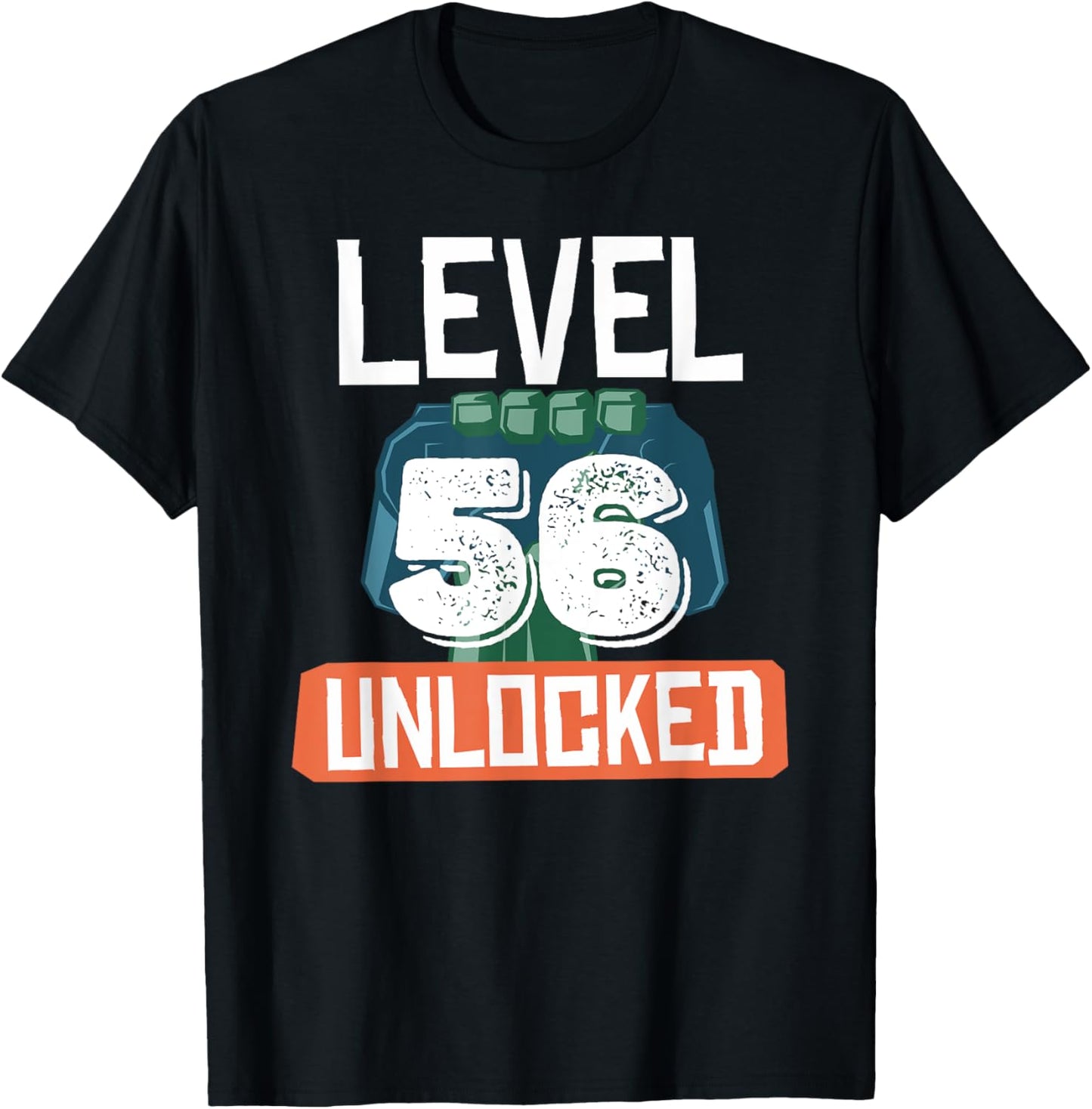 Level 56 Unlocked Funny Video Gamer 56th Birthday T-Shirt - T-Shirt | Black