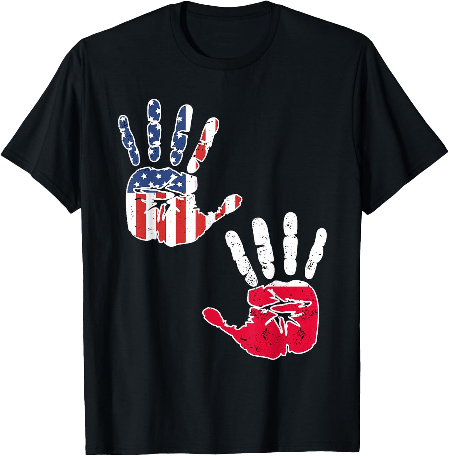 USA Poland Handprint Shirt Proud Polska Flag Polish American T-Shirt - T-Shirt | Black