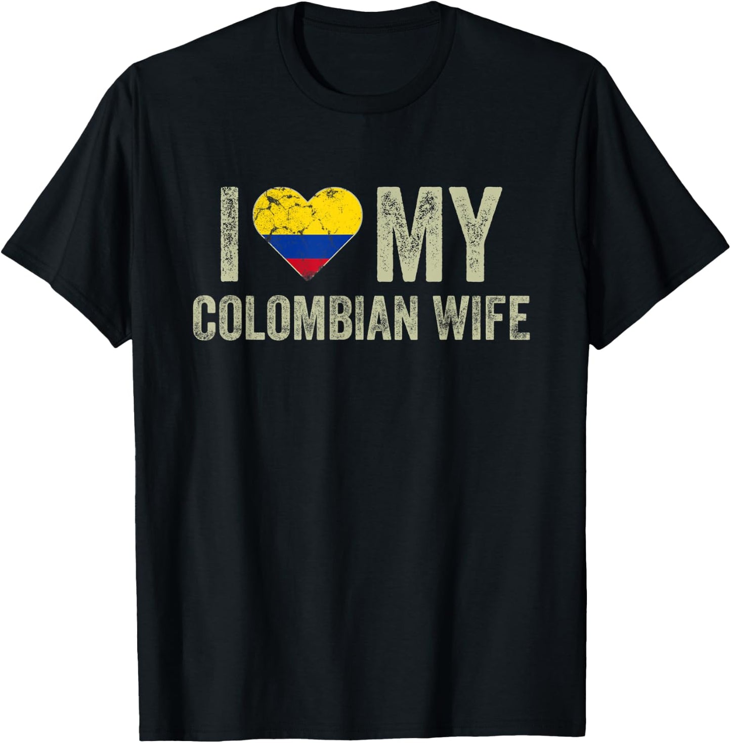 I Love My Colombian Wife Colombia Flag Funny Husband T-Shirt - T-Shirt | Black