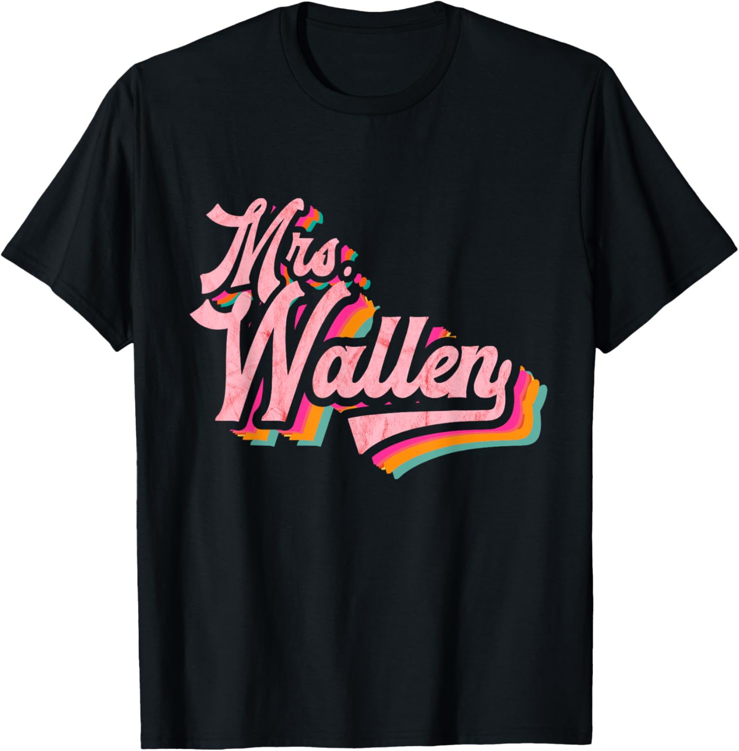 Cute Retro Vintage Funny Wife Pink Name Future Mrs Wallen T-Shirt - T-Shirt | Black
