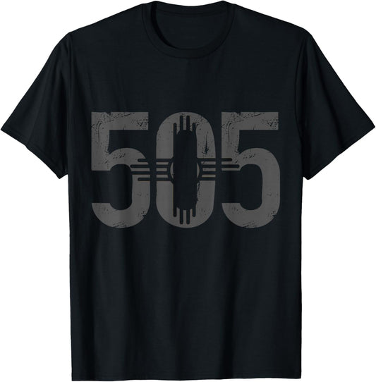 Albuquerque New Mexico 505 Area Code Flag Pride Vintage T-Shirt - T-Shirt | Black