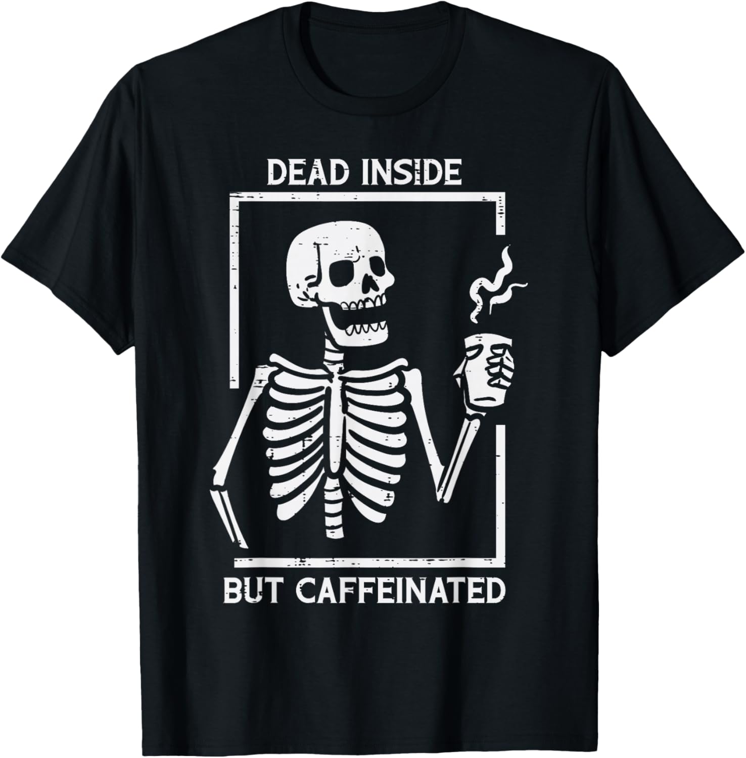 Halloween Skeleton Dead Inside Caffeinated Costume Men Women T-Shirt - T-Shirt | Black