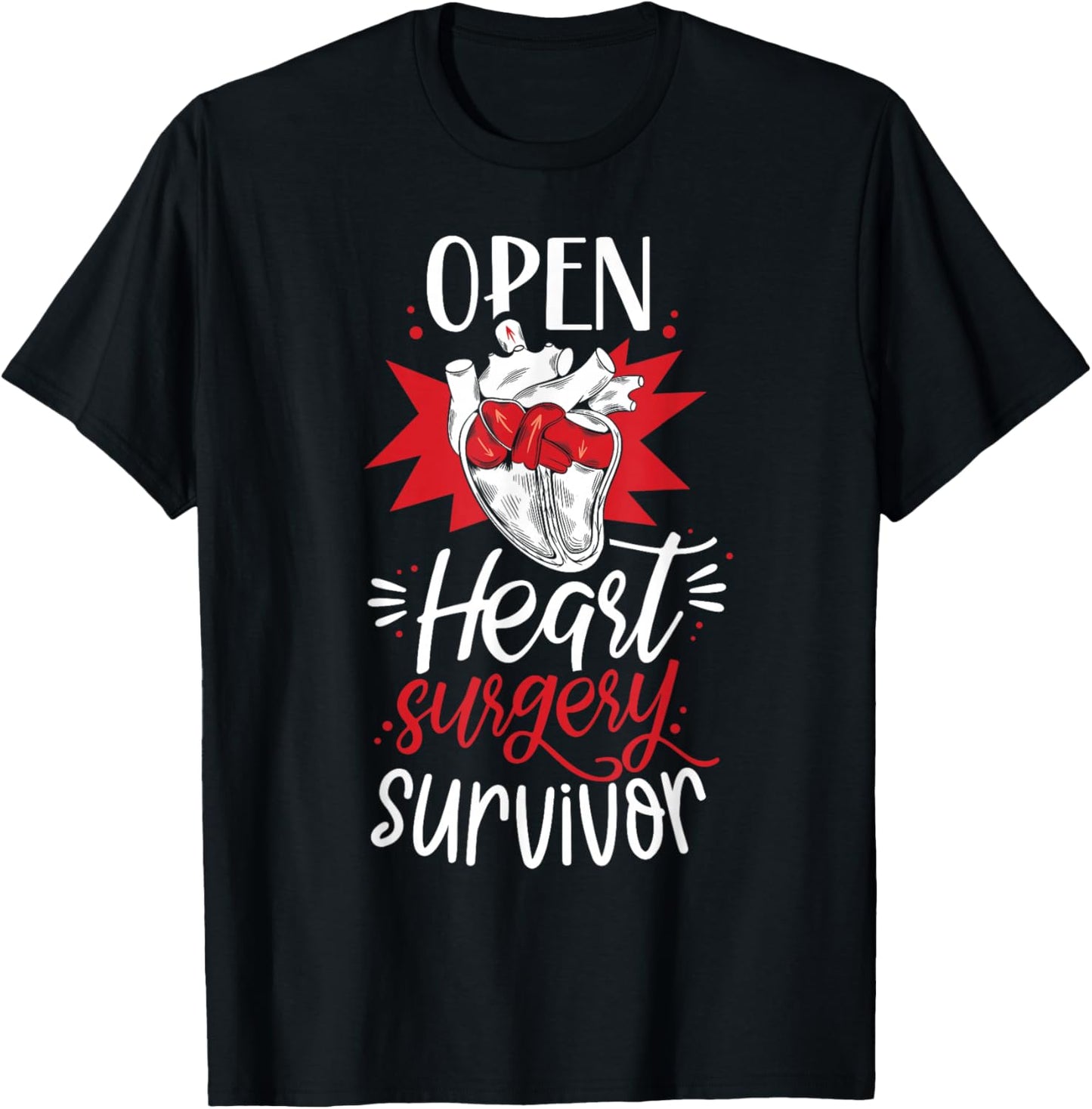 Open Heart Surgery Survivor Patient Operation Recovery T-Shirt - T-Shirt | Black