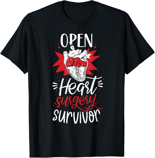 Open Heart Surgery Survivor Patient Operation Recovery T-Shirt - T-Shirt | Black