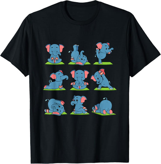 Elephant Yoga Position Workout Gift T-Shirt - T-Shirt | Black