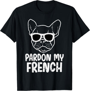 Pardon French Bulldog Dog Funny Frenchie Men Women Kids T-Shirt - T-Shirt | Black