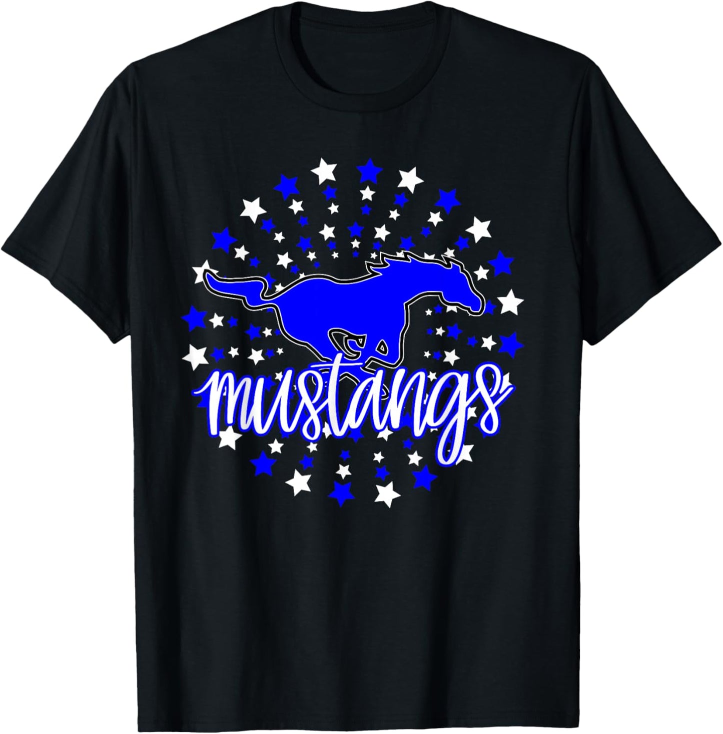 Mustangs School Spirit Stars Mustang Pride Football Mom T-Shirt - T-Shirt | Black