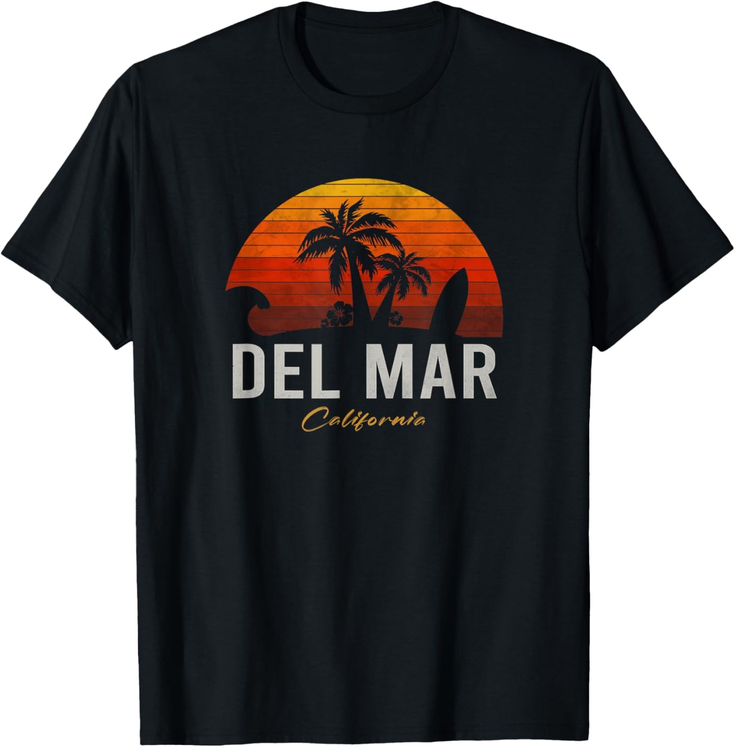 Del Mar California Retro Surfer Vintage Beach Men Women T-Shirt - T-Shirt | Black