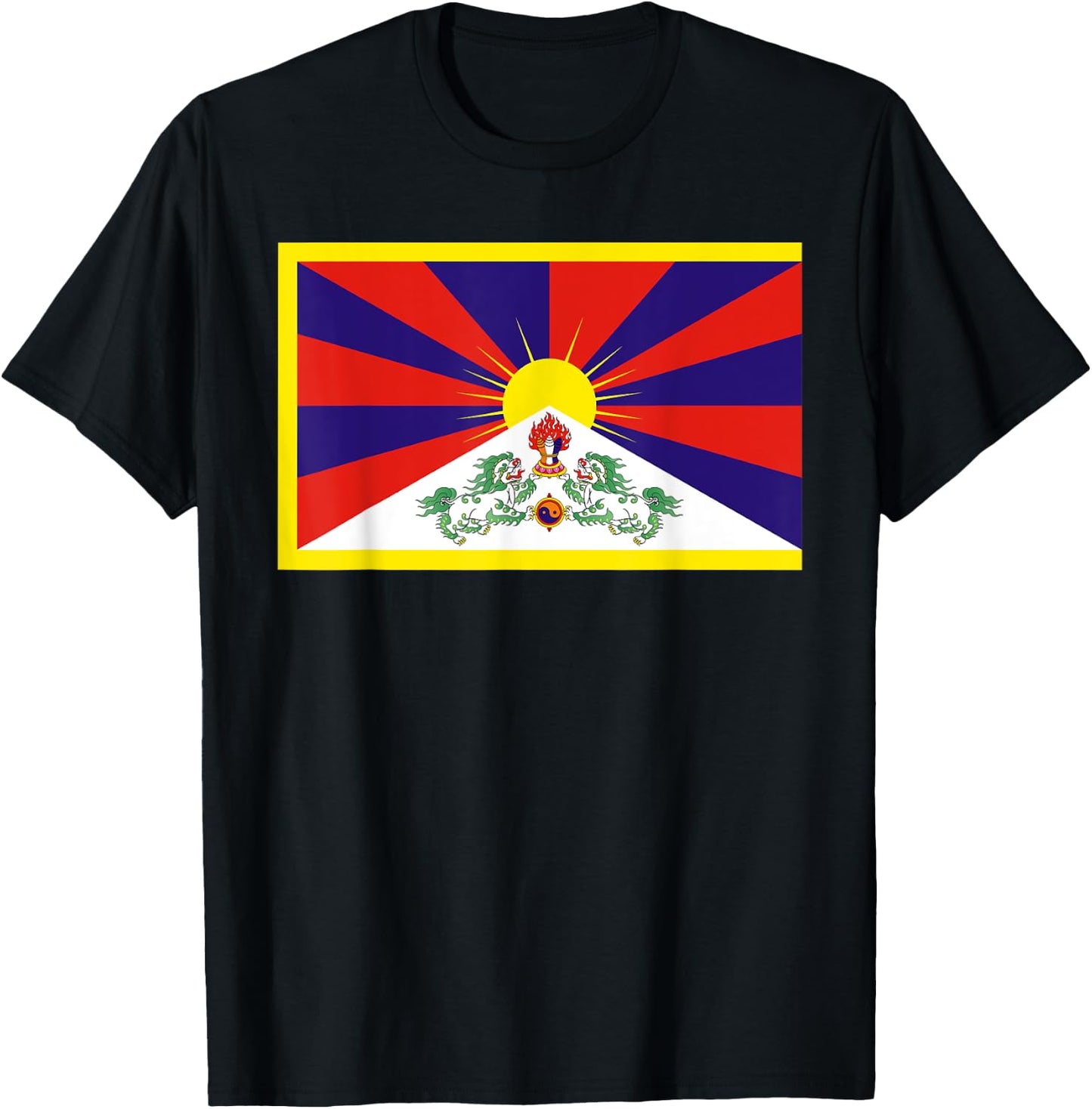 Tibet Flag Tibetan Free Tibet Himalaya Buddhism T-Shirt - T-Shirt | Black