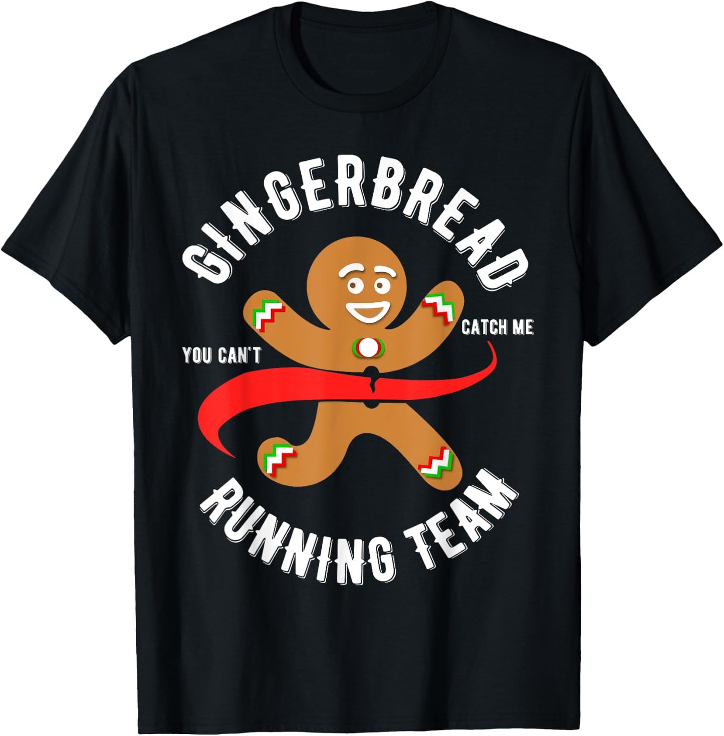 Gingerbread Running Team Xmas Cookie Christmas T-Shirt - T-Shirt | Black