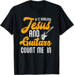 If It Involves Jesus And Guitars Christian Guitar Player T-Shirt - T-Shirt | Black