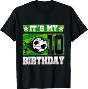Soccer Birthday Party - 10th Birthday Boy 10 Years Old T-Shirt - T-Shirt | Black