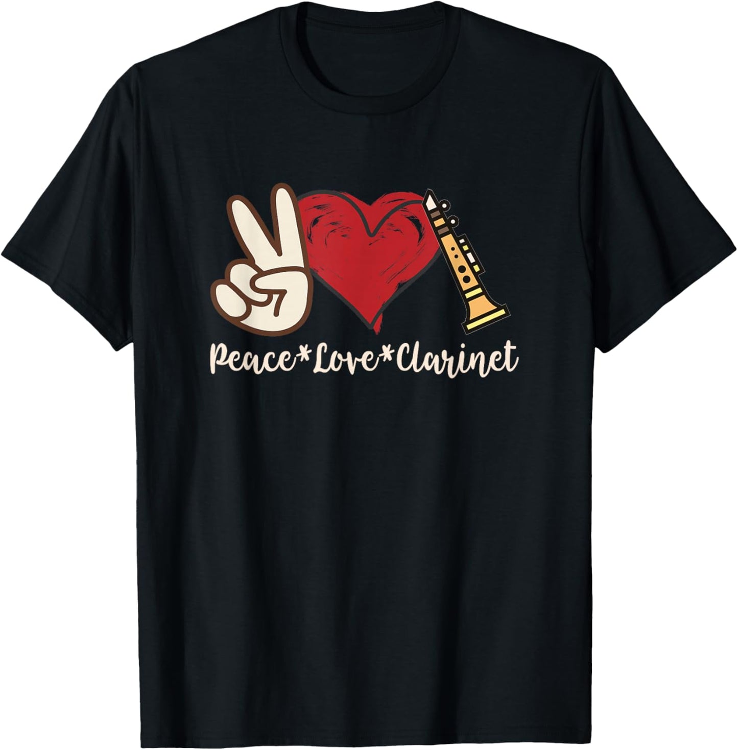 Peace Love Clarinet T-Shirt - T-Shirt | Black