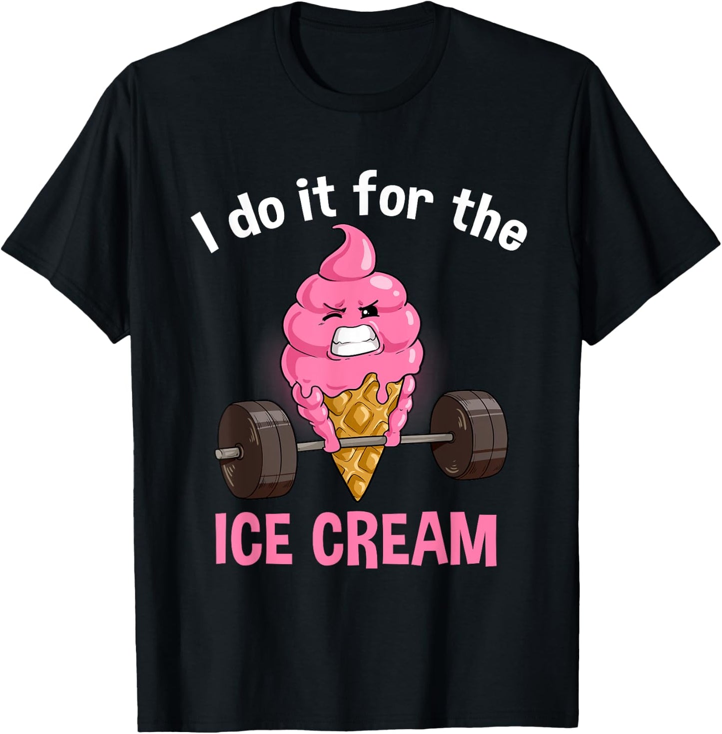 Funny Ice Cream Workout Fitness Muscle Gym Icecream T-Shirt - T-Shirt | Black