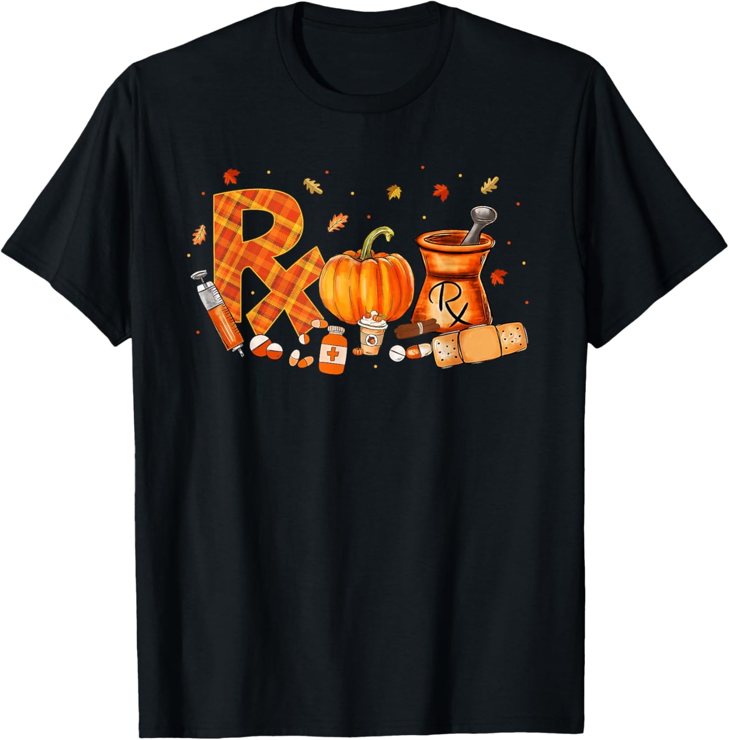 CPhT Pharmacy Technician Fall Autumn Leaves Pumpkin Season T-Shirt - T-Shirt | Black
