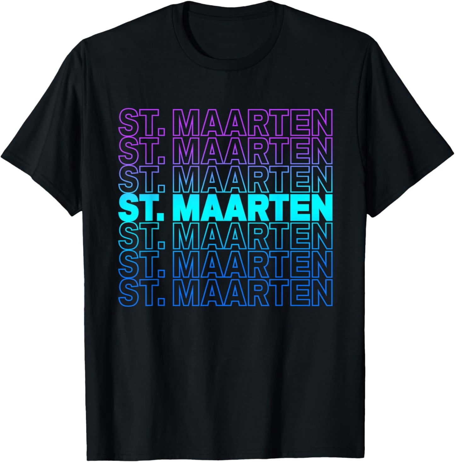 St Maarten Colorful Throwback Letter Girls Souvenir T-Shirt - T-Shirt | Black